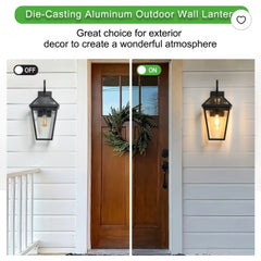 21inch 1 Pack Outdoor Wall Lantern Light Modern Black Metal & Clear Glass Sconce For Porch, Patio, And Garden Lighting Bulb Not Included