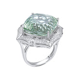 Ins Wind Luxury Crystal Ring Femininity Silver Set With Large Natural Green Crystal