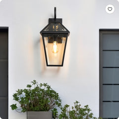 21inch 1 Pack Outdoor Wall Lantern Light Modern Black Metal & Clear Glass Sconce For Porch, Patio, And Garden Lighting Bulb Not Included