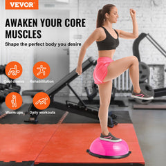 VEVOR Half Exercise Ball Trainer, 23 Inch Balance Ball Trainer, 660lbs Capacity Stability Ball, Yoga Ball With Resistance Bands & Foot Pump, Strength Fitness Ball For Home Gym, Full Body Workout,