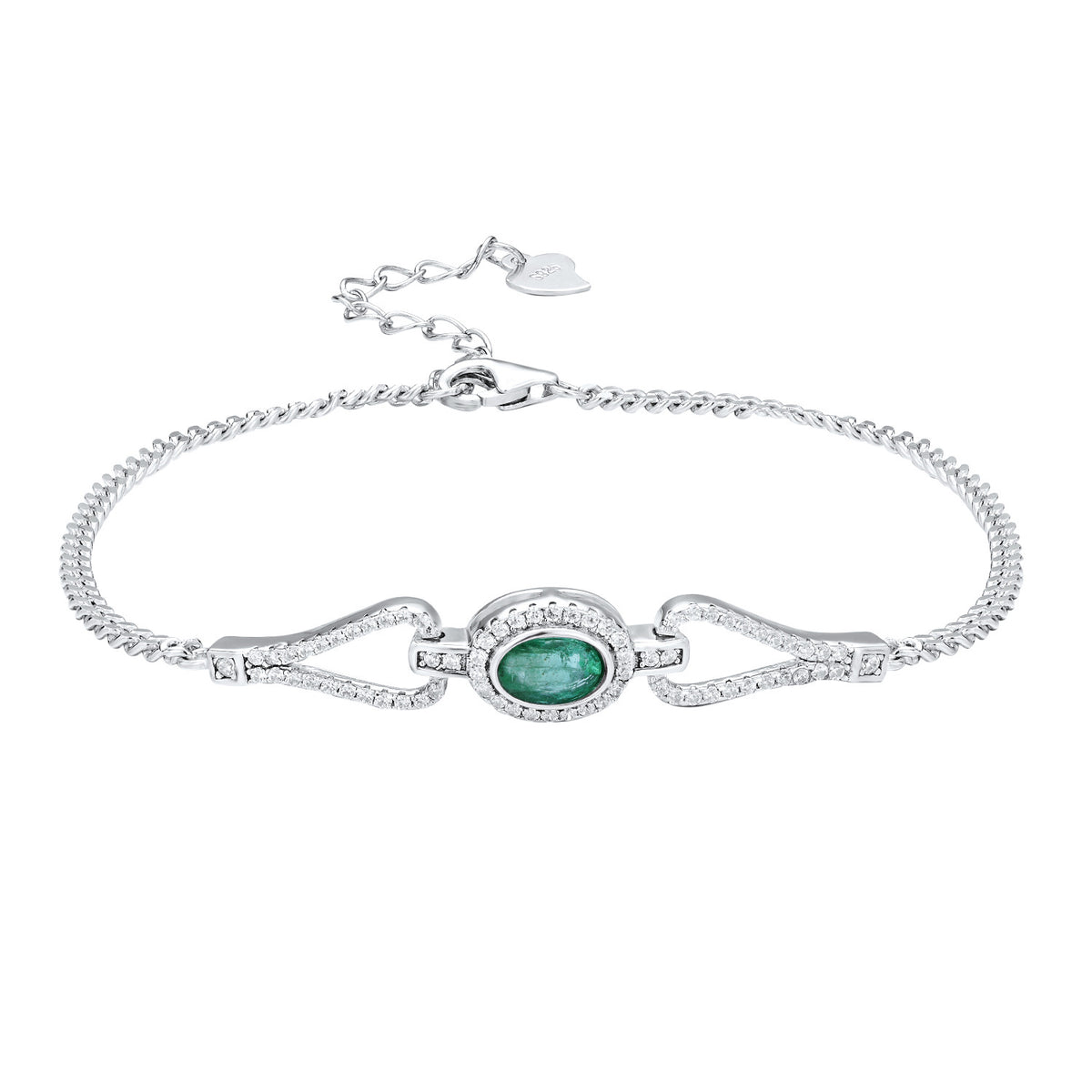 Fashion S925 Silver Emerald Bracelet With Synthetic Zirconia