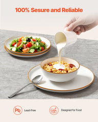 18 PCS Dinnerware Set Ceramic Plates And Bowls Sets Service For 6 White