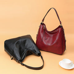 Hobos Zipper Bucket Bags With Adjustable Shoulder-strap Handbags Temperament High Capacity Messenger Shoulder Bag For Women