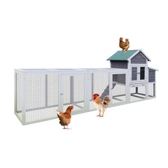 122 Large Gray Wood Chicken Coop Hen House Pet Rabbit Hutch Wooden Pet Cage  With Nesting Box