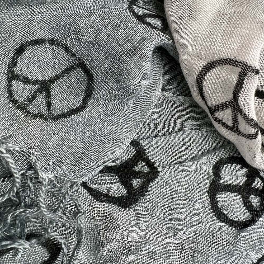Grey Printed Viscose Scarf - Subtle Pattern Scarf 63inchx22inch