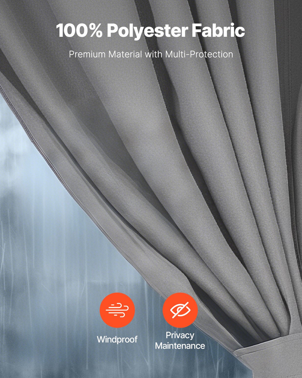 Gazebo Curtains Outdoor, Fit Most 10' X 10' X 6.7' Gazebos, 4-Panel Sidewall Gazebo Privacy Curtains With Zippers, 6.7' Tall Outdoor Curtain Replacement For Patio Canopy, Only Curtain, Gray