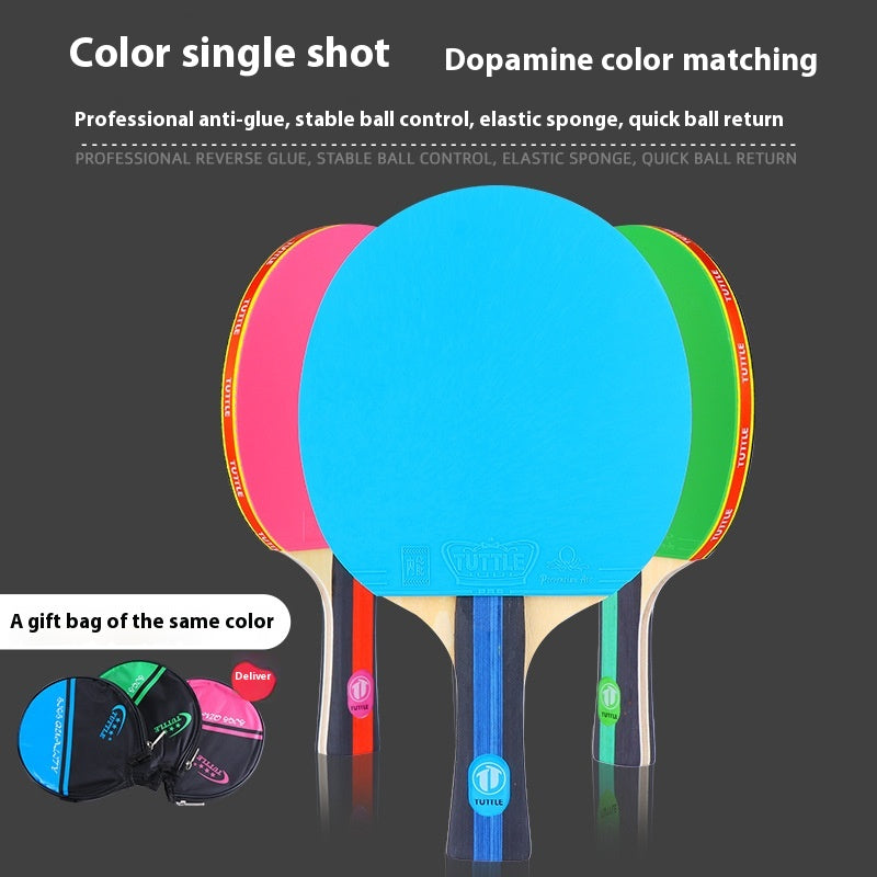 Colorful Pure Wood Single Racket Cover Professional High Elastic Long Handle Horizontal