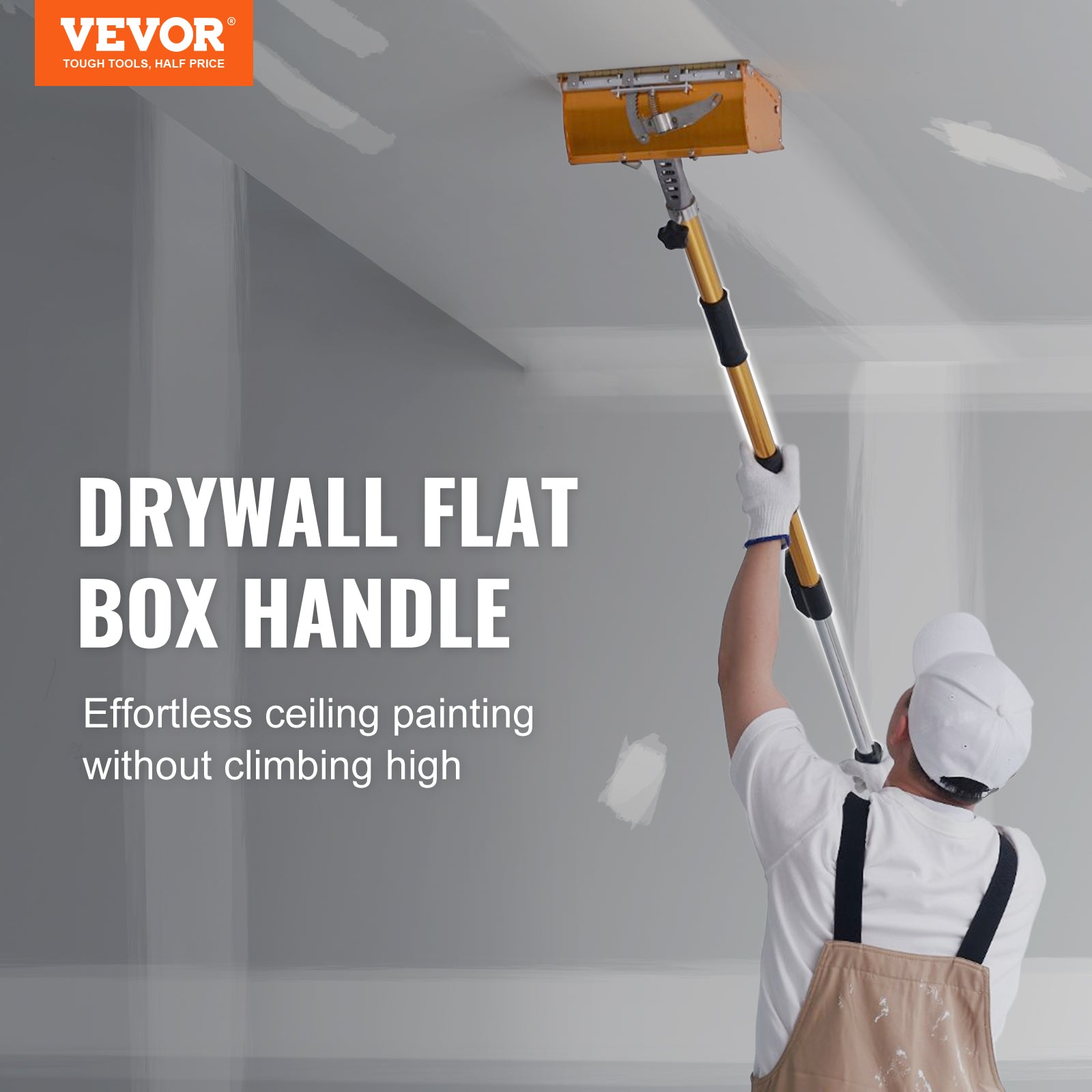 VEVOR Drywall Flat Box Handle, , Anodized Aluminum Flat Finishing Extension Handle, 5-Section Length Adjustable, Non-slip Grip And  Painting For Plasterboard, Wallboard, Sheetrock