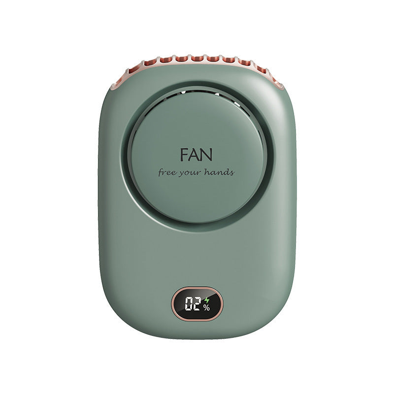 Lazy Leafless Hanging Neck Fan Digital Display Silent