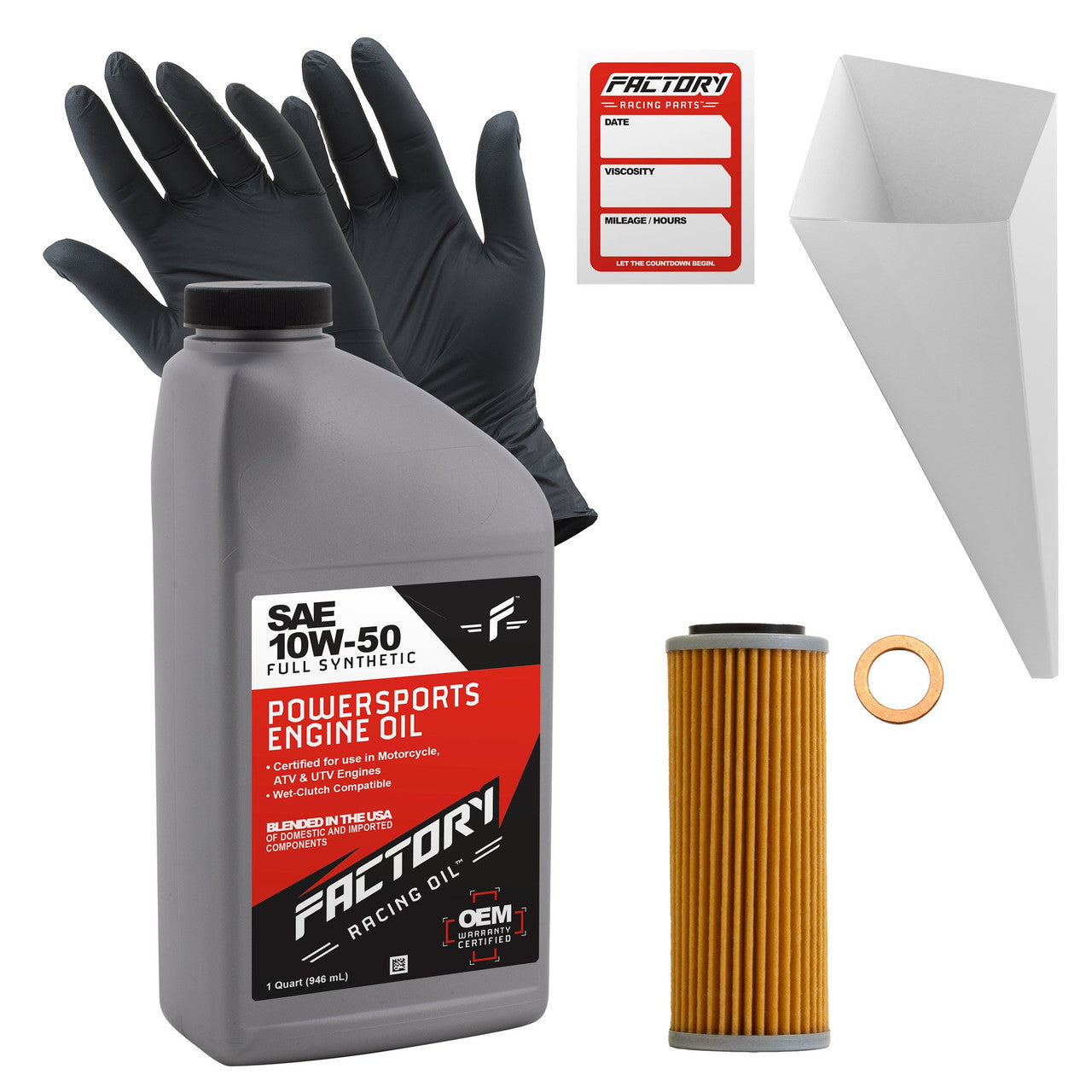 Factory Racing Parts 10W50 Oil Change Kit Fits KTM 530 EXC/XC-W 2008-2012, 530 EXC-R/XCR-W 2008 2009 - 1 Quart